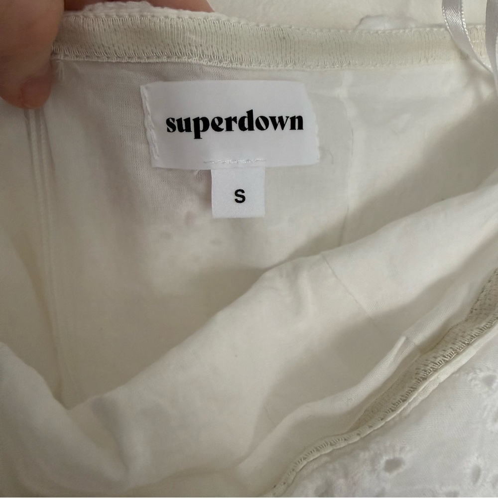 Superdown Revolve Off-Shoulder White Eyelet Dress - Picture 7 of 9
